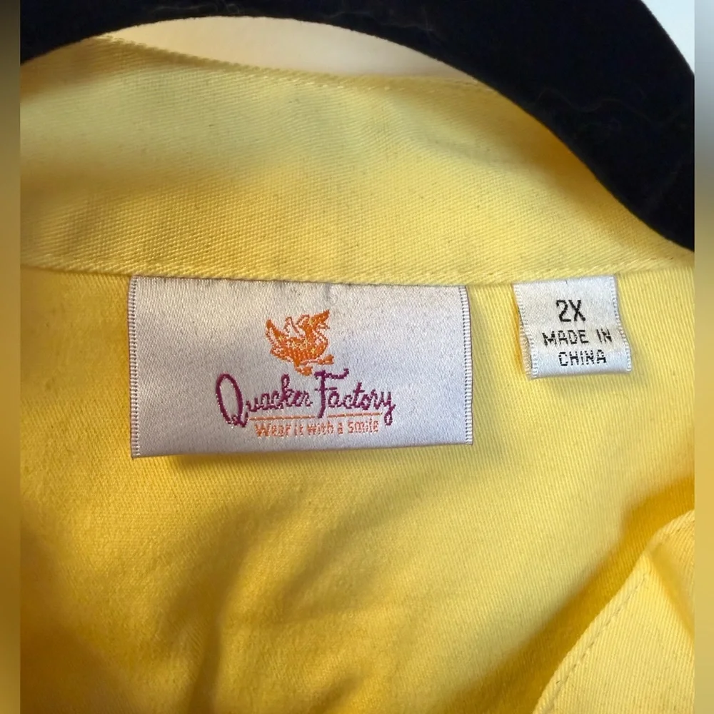 Quacker Factory Yellow Floral Embroidered Jean Jacket - Picture 5 of 5